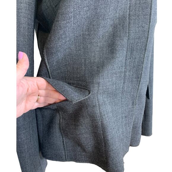 Seventy Virgin Wool Lightweight Heather Blazer Jacket in Charcoal Size Small - Picture 6 of 14